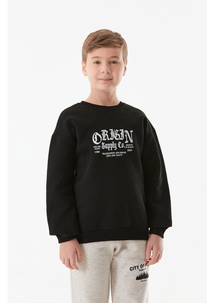 3 Iplik Origin Yazı Baskılı Erkek Çocuk Sweatshirt