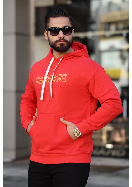 Erkek Kapüşonlu Baskılı Kanguru Cepli Sweatshirt 88406 Fiesta