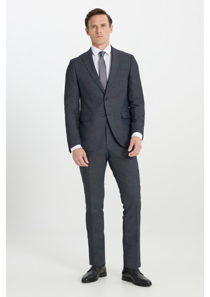 Yün Slim Fit Dar Kesim Kırlangıç Yaka Desenli Kapak Cepli Takım Elbise fiyatları