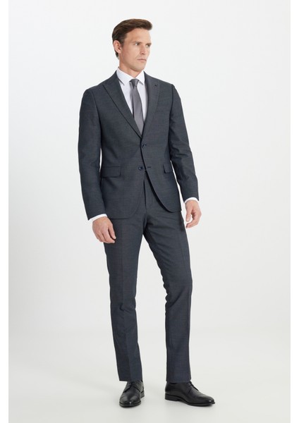 Yün Slim Fit Dar Kesim Kırlangıç Yaka Desenli Kapak Cepli Takım Elbise modelleri