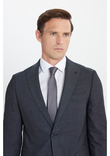 Yün Slim Fit Dar Kesim Kırlangıç Yaka Desenli Kapak Cepli Takım Elbise indirimleri