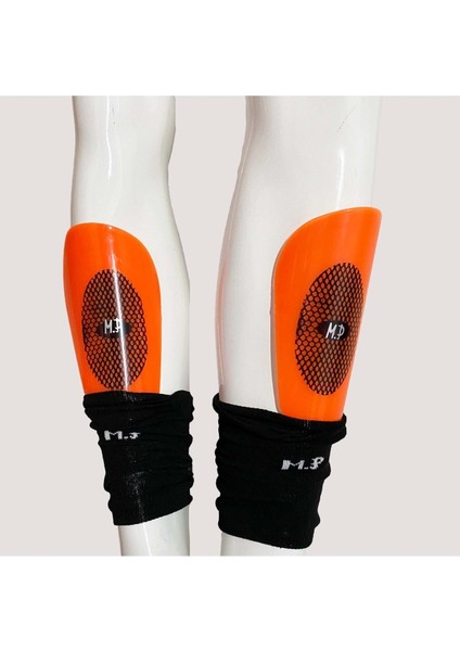 Çocuk Çoraplı 16 cm Futbol Tekmeliği - Turuncu - 36-39