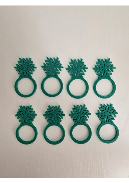 Yılbaşı Için Kar Tanesi Temalı 8 Li Yeşil Renk Peçete Halkası(Sert Plastiktir) fiyatları