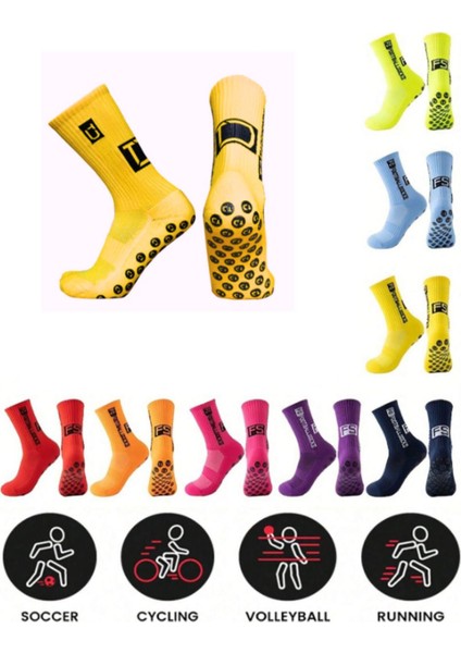 Unisex Sarı Anti Slip Socks Kaymaz Silikon Havlu Taban Dikişsiz Maç Pro Sporcu Çorabı indirimleri