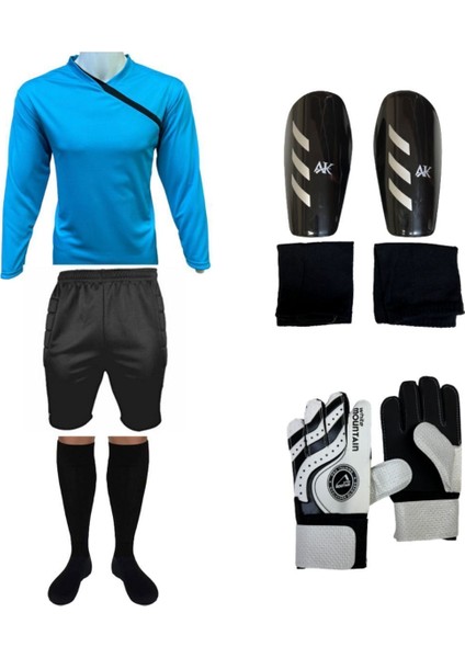 Çocuk Kaleci Forma Set Forma+ Şort+ Tekmelik+Çorap +Kaleci Eldiven Takım