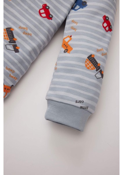 Erkek Bebek Pijama Takımı Araç Baskılı Uzun Kollu Üst Beli Lastikli Uzun Alt D7154A524WN fırsatları