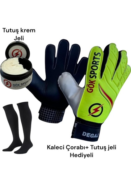 Degaj Çocuk Kapıcı Kaleci Eldiveni Junior Kidz Goalkeeper Gloves Bilek Bandajlı Tutuş Krem Jeli fiyatları