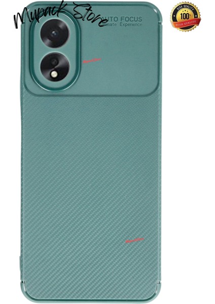 Oppo A38 Uyumlu Kılıf Kamera Korumalı Karbon Tasarım Kapak - Koyu Yeşil