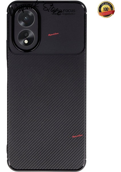 Oppo A38 Uyumlu Kılıf Kamera Korumalı Karbon Tasarım Kapak - Siyah