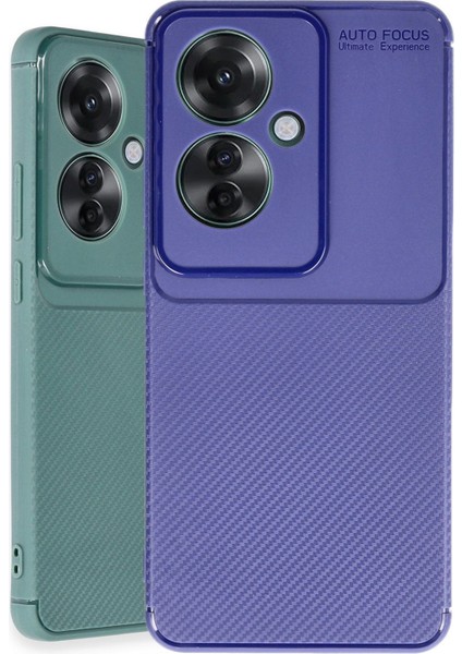Oppo Reno 11F Uyumlu Kılıf Kamera Korumalı Karbon Tasarım Kapak - Koyu Yeşil fırsatları