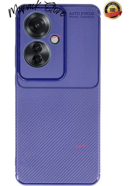 Oppo Reno 11F Uyumlu Kılıf Kamera Korumalı Karbon Tasarım Kapak - Lacivert