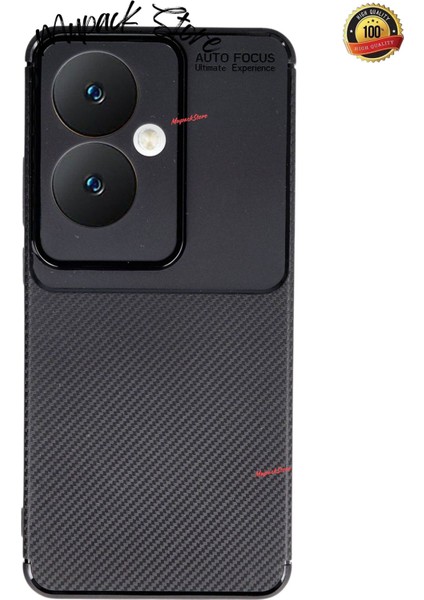 Oppo Reno 11F Uyumlu Kılıf Kamera Korumalı Karbon Tasarım Kapak - Siyah