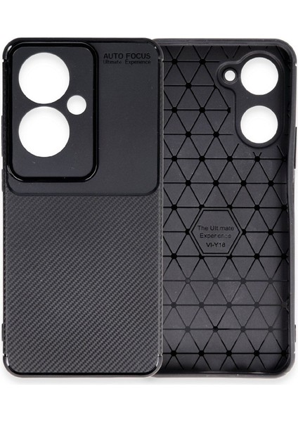 Oppo Reno 11F Uyumlu Kılıf Kamera Korumalı Karbon Tasarım Kapak - Siyah fırsatları