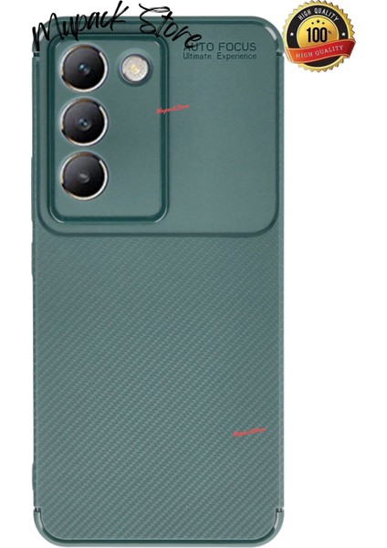 Vivo V30 Lite 4g Uyumlu Kılıf Kamera Korumalı Karbon Tasarım Kapak - Koyu Yeşil