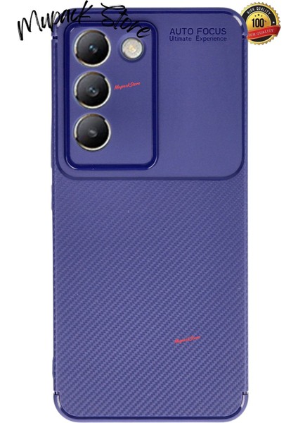 Vivo V30 Lite 4g Uyumlu Kılıf Kamera Korumalı Karbon Tasarım Kapak - Lacivert