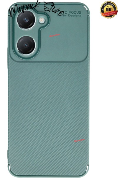 Vivo Y18 Uyumlu Kılıf Kamera Korumalı Karbon Tasarım Kapak - Koyu Yeşil