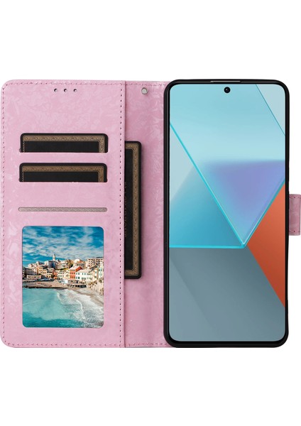 Xiaomi Redmi Note 13 Pro 5g Kılıf Lake Çiçek Deri Cüzdan Telefon Kapağı-Kelebek Çiçeği (Yurt Dışından)