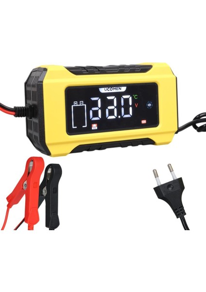 UC-C120501B Sarı 12VOLT 6AMPER LCD Göstergeli Akıllı Akü Şarj Cihazı