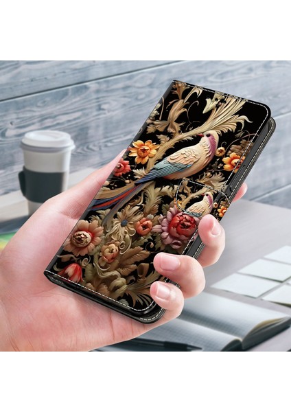 Xiaomi Redmi 13C 4g Kılıf Desenli Pu Deri Kart/nakit Yuvaları Telefon Kapağı-Vintage Çiçek ve Kuş Için (Yurt Dışından) fırsatları