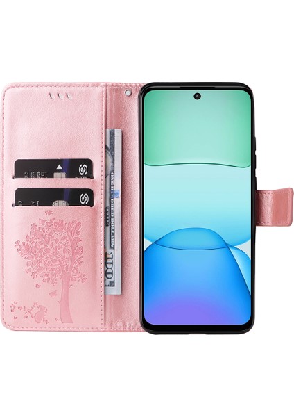 Xiaomi Redmi 13 5g/13 4g Kılıf Deri Telefon Kapağı Folyo Cüzdan Kedi Ağacı Desen-Gül Altın (Yurt Dışından) modelleri