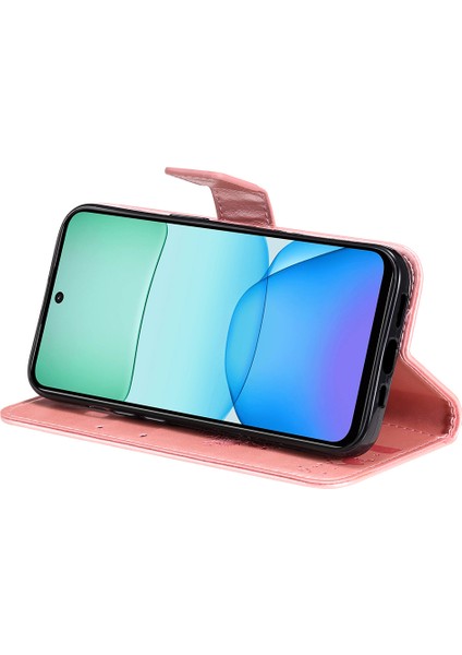 Xiaomi Redmi 13 5g/13 4g Kılıf Deri Telefon Kapağı Folyo Cüzdan Kedi Ağacı Desen-Gül Altın (Yurt Dışından) indirimleri