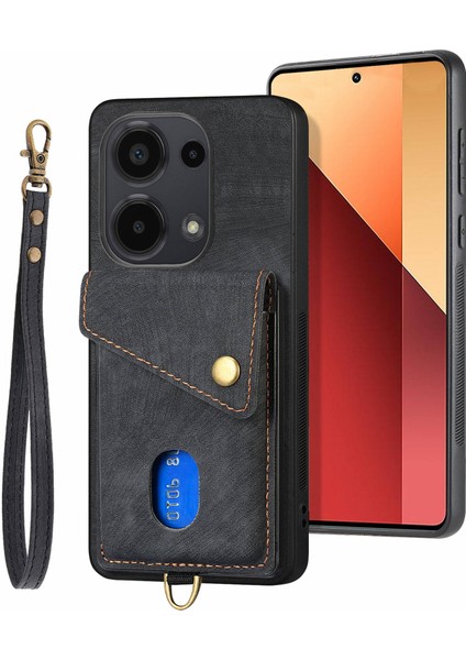 D1 Xiaomi Poco M6 Pro 4g Retro Kılıf Kart Yuvası Kickstand Deri + Tpu Telefon Kapağı-Siyah (Yurt Dışından)