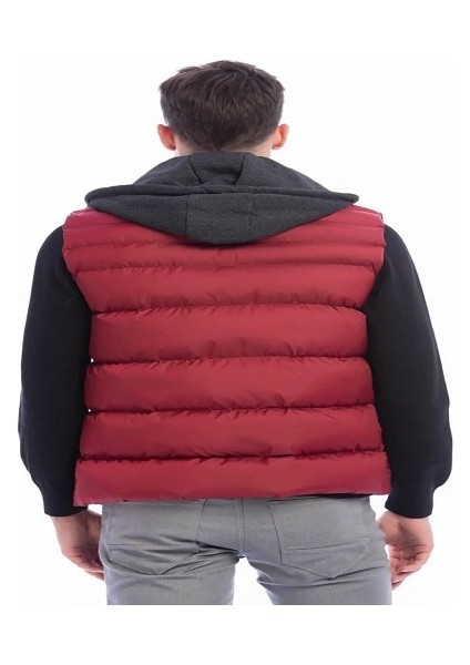 Erkek Büyük Beden Bordo Çıkarılabilir Kapüşonlu Şişme Yelek fiyatları