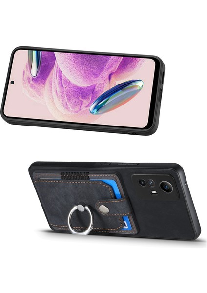 Xiaomi Redmi 12 4g Için Kapak Halkası Telefon Kılıfı Kickstand Tutucu Tpu Telefon Kabuk-Siyah (Yurt Dışından)