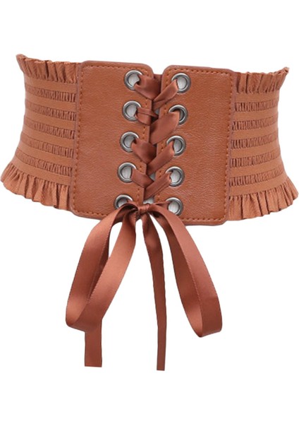 Moda Deri Steampunk Underbust Bel Kuşak Korse Açık Kahverengi (Yurt Dışından)