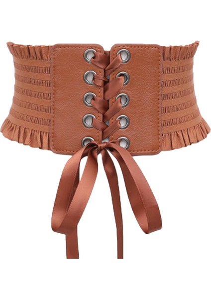 Moda Deri Steampunk Underbust Bel Kuşak Korse Açık Kahverengi (Yurt Dışından)