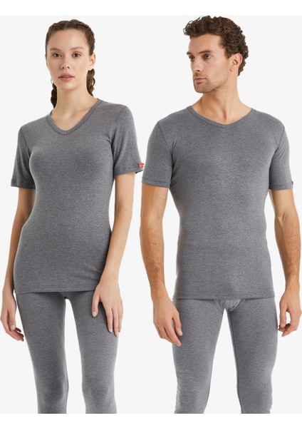 Unisex Termal Tişört 2. Seviye 1263 - Gri Melanj