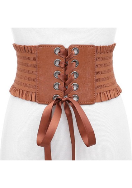Lovoski Kadın Deri Elastik Geniş Bant Bel Kemeri Waspie Korse Cinch Underbust Açık Kahverengi (Yurt Dışından) modelleri