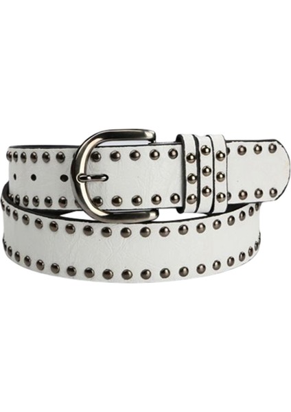 Gotik Punk Bayan Perçin Ince Bel Kemeri Ayarlanabilir Düz Renk Kemer Pu Beyaz 3.5×105CM (Yurt Dışından) modelleri