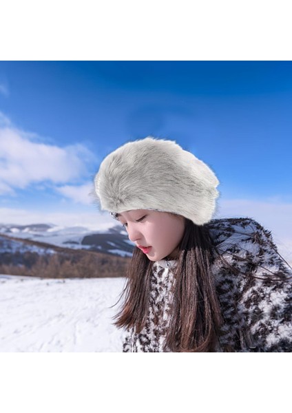 Sahte Kürklü Bandı Earmuffs Kış Earwarmer Bayanlar Açık Gri ile Kamp Earflaps Ev (Yurt Dışından)