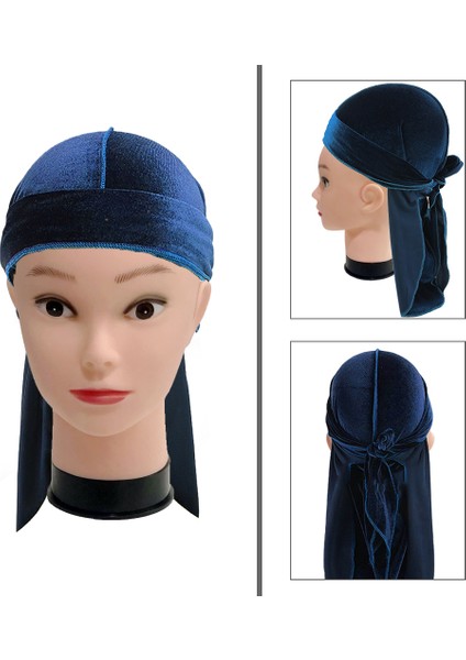 Erkek Kadife Uzun Kuyruk Şapkası Beanie Donanma (Yurt Dışından)