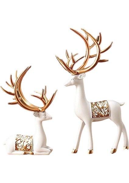 2 Ren Ği Heykelleri Hediye Sever Heykel Figürü Süsleme Altın (Yurt Dışından)