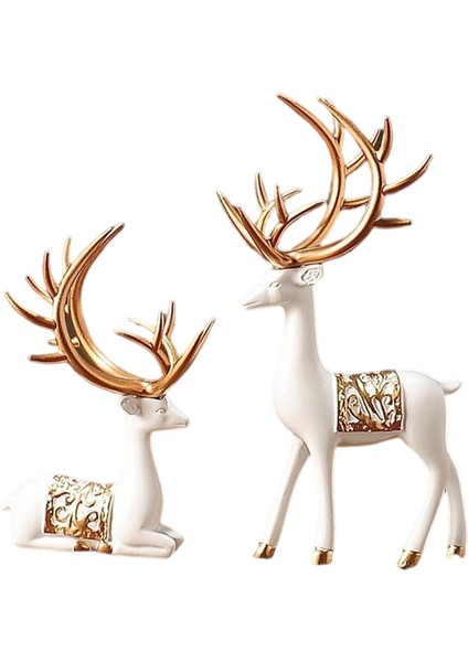 2 Ren Ği Heykelleri Hediye Sever Heykel Figürü Süsleme Altın (Yurt Dışından) modelleri