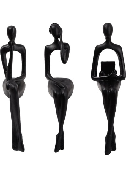 3x Oturan Düşünen Heykeli Heykelcik Süsleme Çalışma Odası Ev Dekorasyonu (Yurt Dışından)