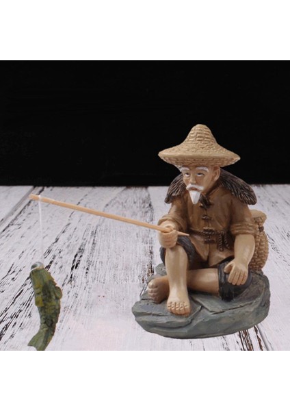 Küçük Balıkçı Figürleri Oturan Heykeli Bonsai Minyatür 4.5x5.5x6.8cm (Yurt Dışından) modelleri