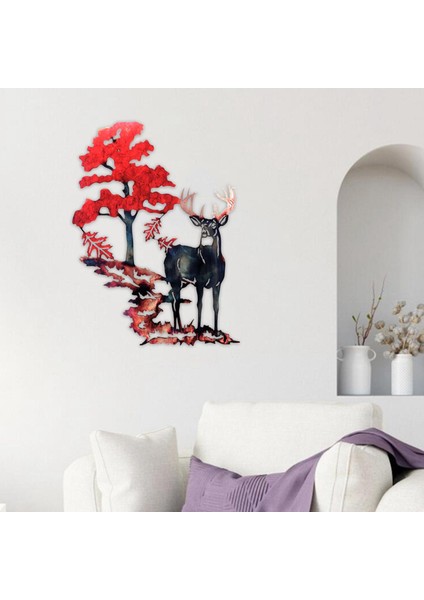 Rustik Geyik Woodland Metal Duvar Sanatı Siluet Asılı Süsleme Ev Dekor Kırmızı (Yurt Dışından) fiyatları