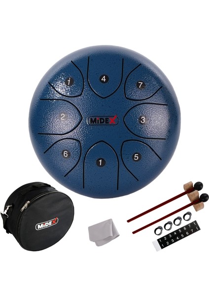 TD-68BL Çelik Dil Davul Handpan 6 İnç 8 Ton Steel Tongue Drum Full Set