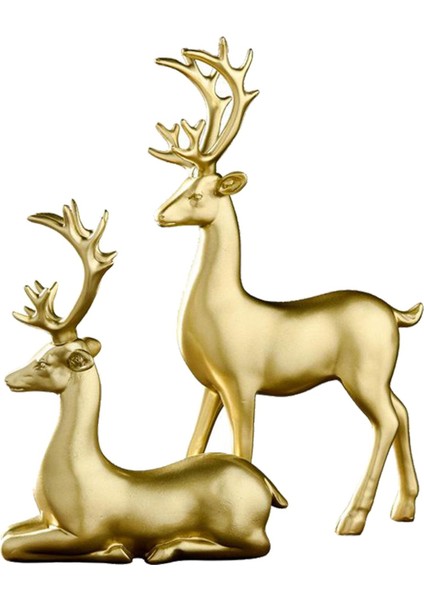 Reçine Heykeller, Dekorasyon Elk Deer Heykeli Süsleri, Seçenek 1-Altın (Yurt Dışından)