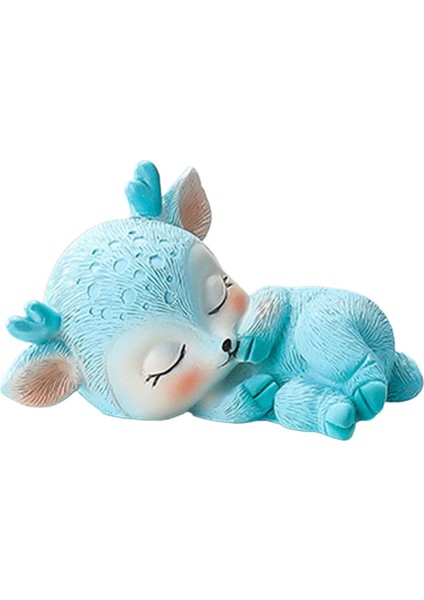 Karikatür Uyuyan Geyik Heykeli Heykel Süsü Düğün Hediyesi Mavi (Yurt Dışından)