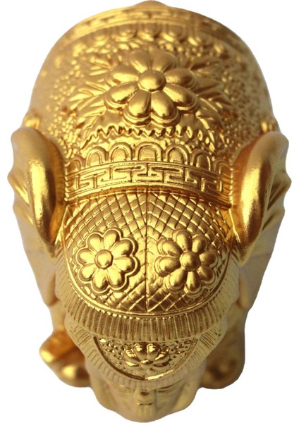 Fil Heykeli Iyi Şanslı Figürü Yemek Odası Girişi Tatiller Altın (Yurt Dışından)