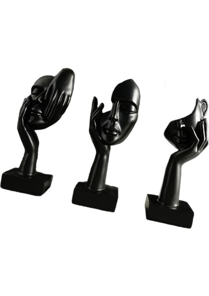 3x Düşünen Heykeller Soyut Yüz Heykelleri Oturma Odası Raf Ev Dekoru Siyah (Yurt Dışından) fiyatları