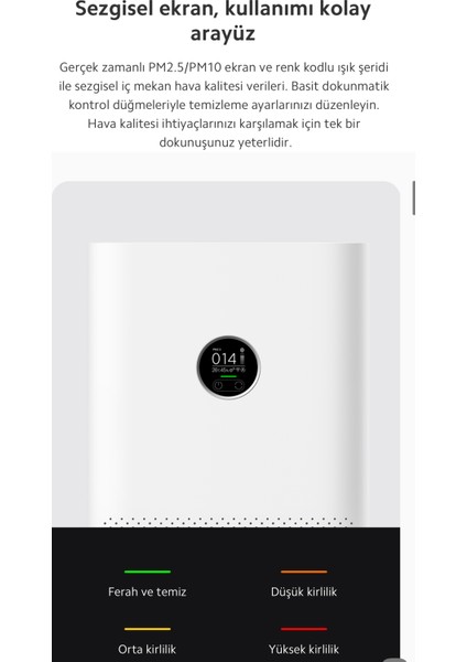 Hepa Alerjik Filtreli Smart Air Purifier Premium Akıllı Hava Temizleyici, 104 M²+Luciole Beyaz Lambader Hediye