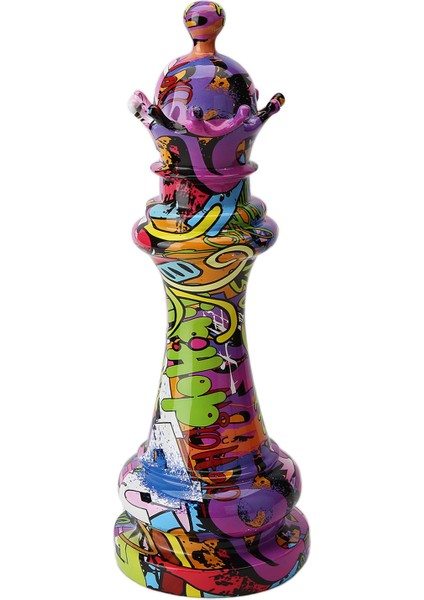 Satranç Taşı Heykeli Dekor Satranç Hazırlanmış Figürler, Ev Reçine , Oturma Odası 15X15X44 cm (Yurt Dışından)