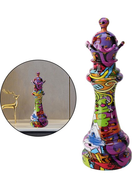 Satranç Taşı Heykeli Dekor Satranç Hazırlanmış Figürler, Ev Reçine , Oturma Odası 15X15X44 cm (Yurt Dışından) modelleri