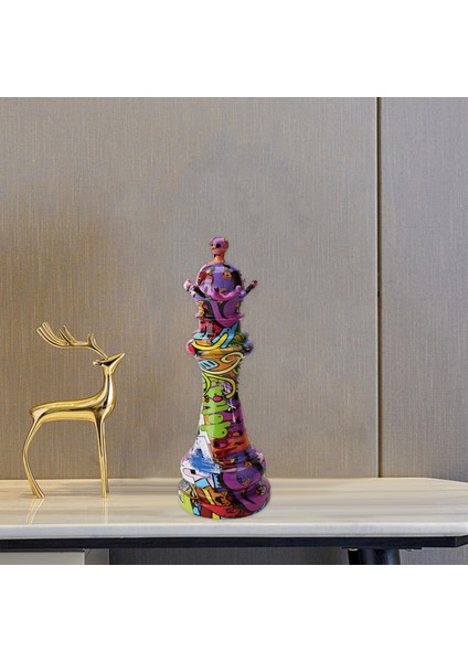 Satranç Taşı Heykeli Dekor Satranç Hazırlanmış Figürler, Ev Reçine , Oturma Odası 15X15X44 cm (Yurt Dışından) fırsatları