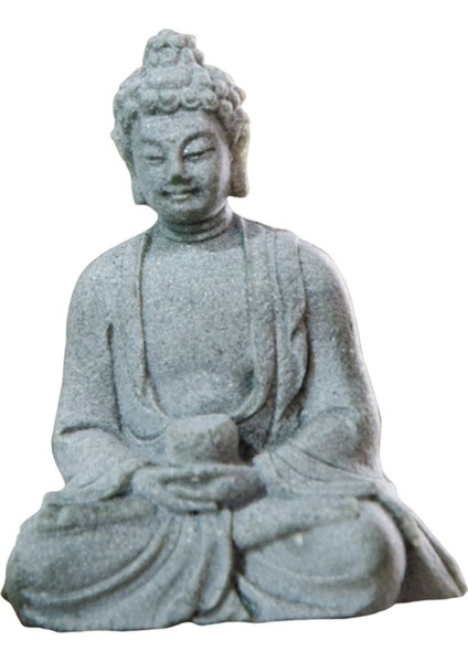 Oturma Buda Heykeli El Oyma Meditasyon Figürinleri Ana Masa Dekoru Gri (Yurt Dışından)